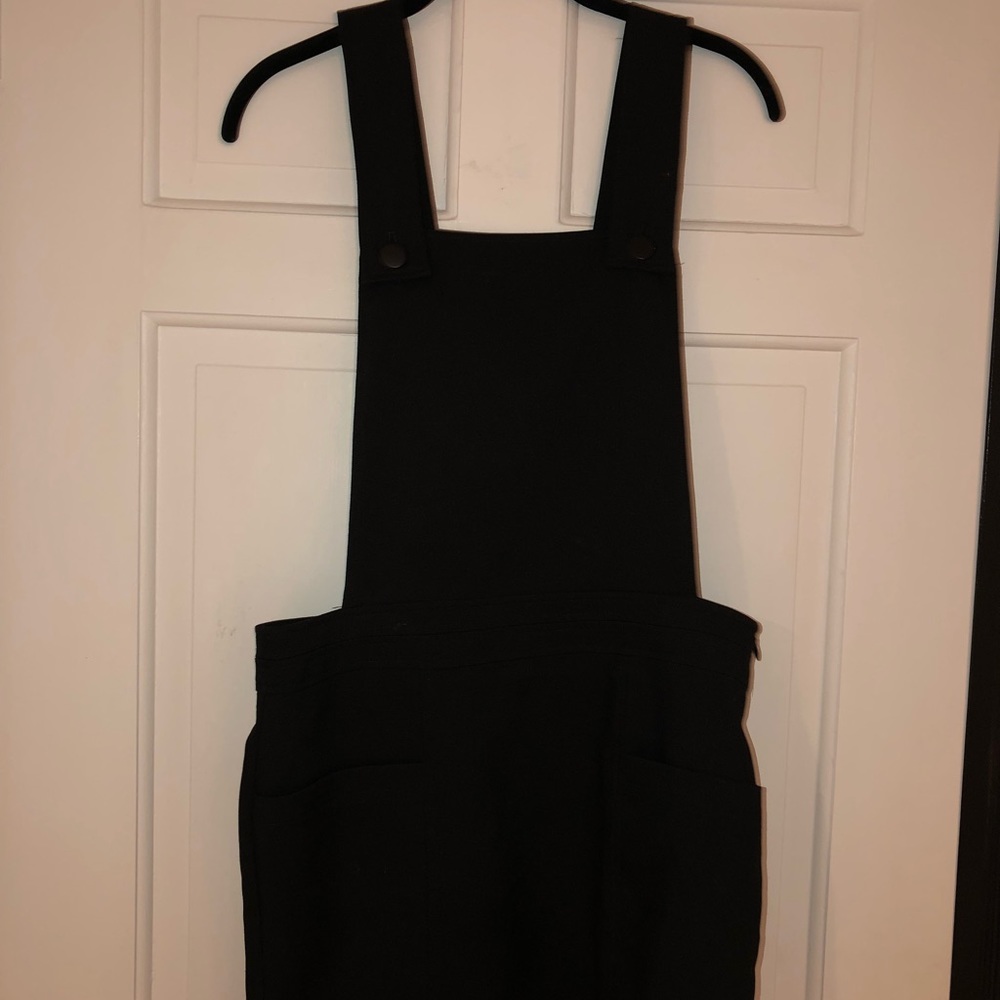 Black overall mini dress